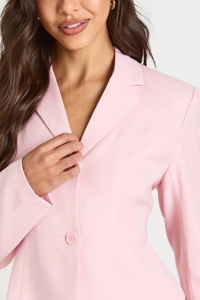 boohoo Dames Gekort Getailleerd Blazer | Baby Roze | Maat: 36