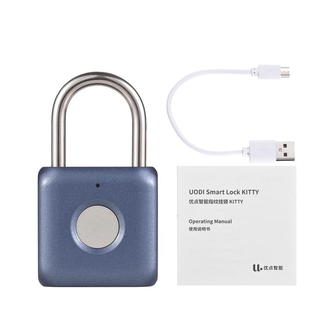 Mini vingerafdruk hangslot USB oplaadbaar vingerafdruk slot 20 vingerafdrukken IPX2 spatwaterdicht gray