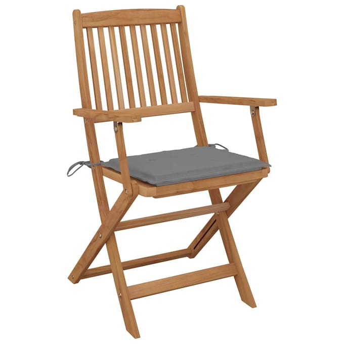 vidaXL - Inklapbare - stoelen - 6 - st - met - kussens - massief - acaciahout