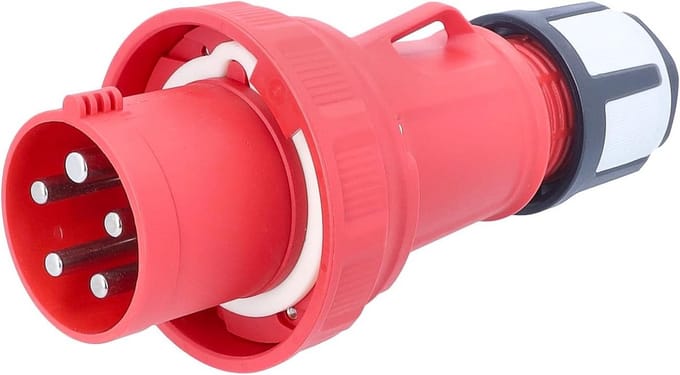 CEE Stekker - Krachtstroom Adapter - Stroom Aansluiten - Spatwaterdicht IP44 - 63 A - Rood