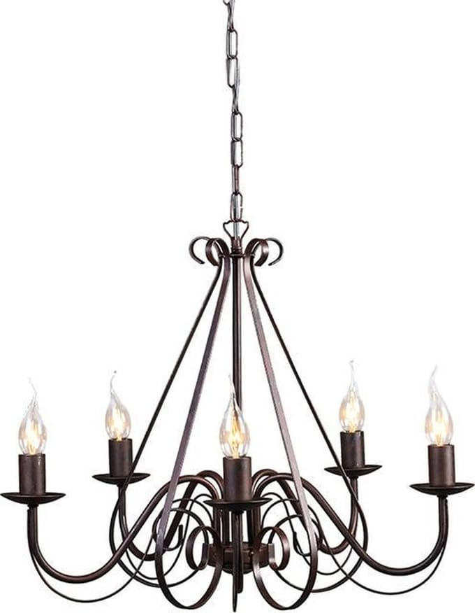QAZQA Giuseppe 5 - Italiaanse kroonluchter - 5 Lichts - Ø60 cm - roestbruin