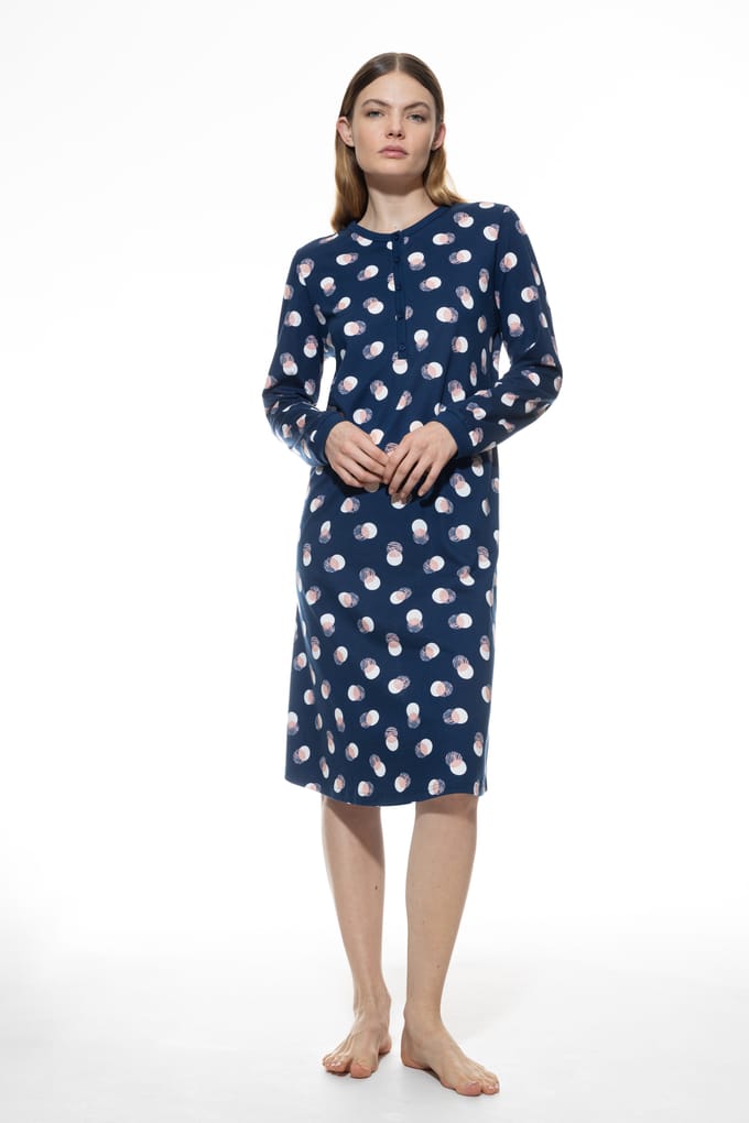 Nachthemd Serie Scribbled Dots Deep Marine
