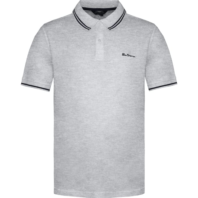 Ben Sherman Breed Tweeling Gestipt Heren Grijs Poloshirt