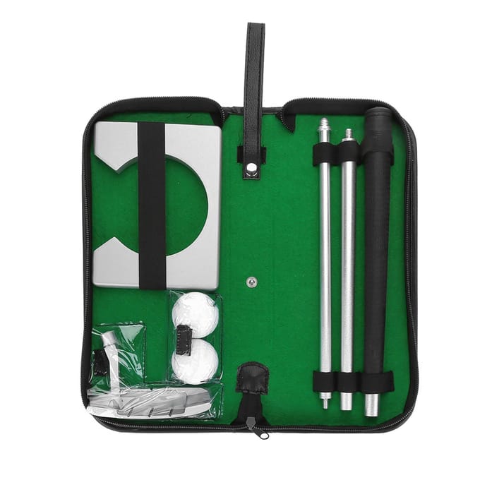 Coupe de putting de golf d'intérieur Entraînement Pratique Clubs Putter Kit Set avec Balles & Sac black