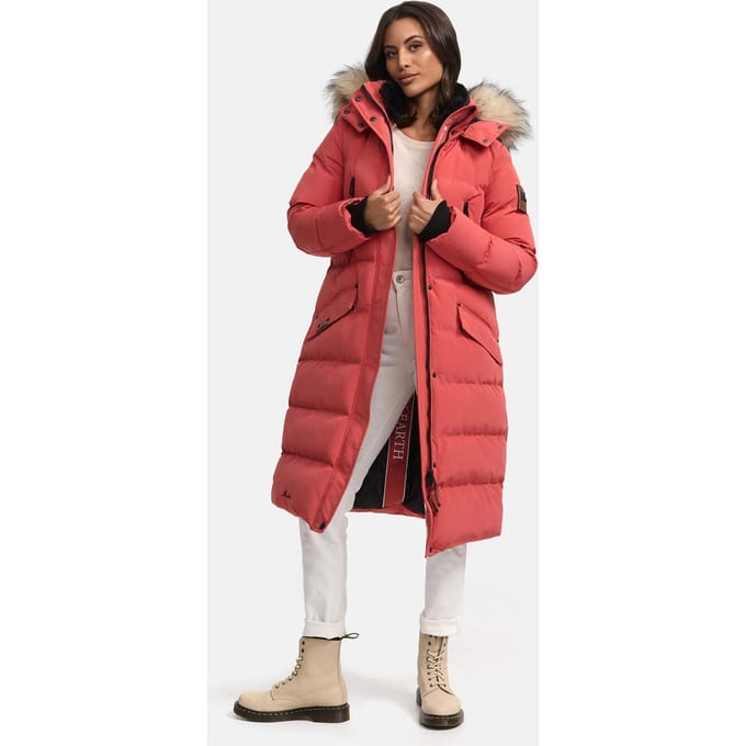 Marikoo dames winterjas – Schneesternchen, lang met capuchon & imitatiebontkraag