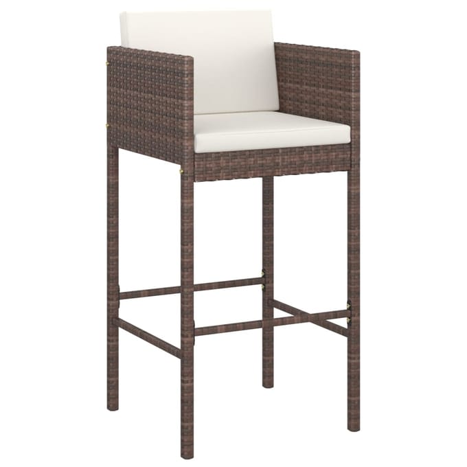 vidaXL - 5-delige - Tuinbarset - met - kussens - poly - rattan - bruin