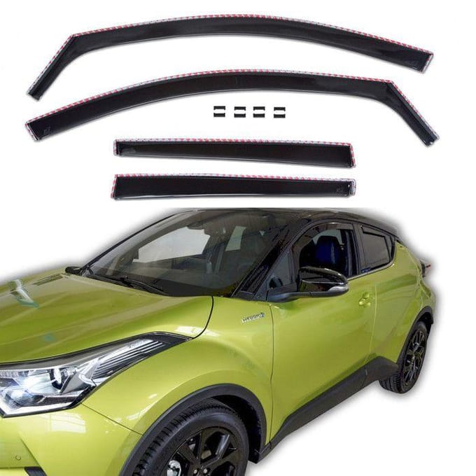 Wind deflectors - Toyota C-HR (2016-2023) - 4 stuks - Zwart getint acryl - Eenvoudige montage
