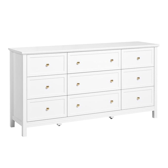 9-lade Commode Houten Ladekast met Schuif- en Anti-kantelmechanisme Wit