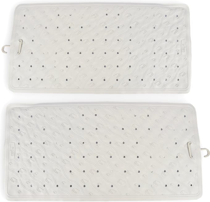 Set van 2 Antislipmat Douche Grijs - 76x36cm – 100% Natuurlijk Rubber - Met Zuignappen - Wasbaar