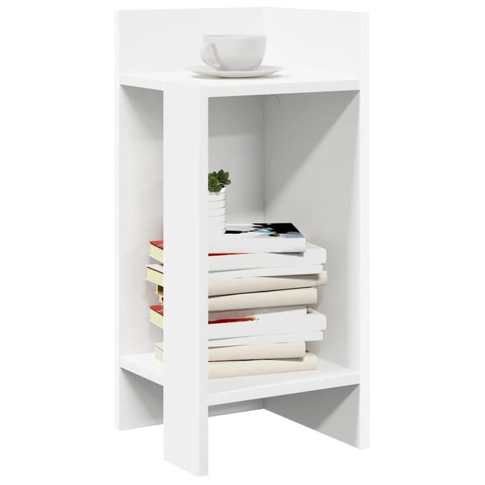 vidaXL - Bijzettafels - 2 - st - met - plank - 25,5x27x60 - cm - wit