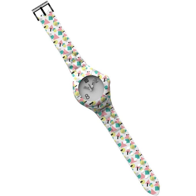 TOO LATE - siliconen horloge - MASH UP DECOR REGULAR - Ø 40 mm - GEOMETRY