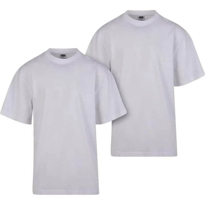Urban Classics - Tall 2-pack Heren T-shirt - S - Wit/Wit