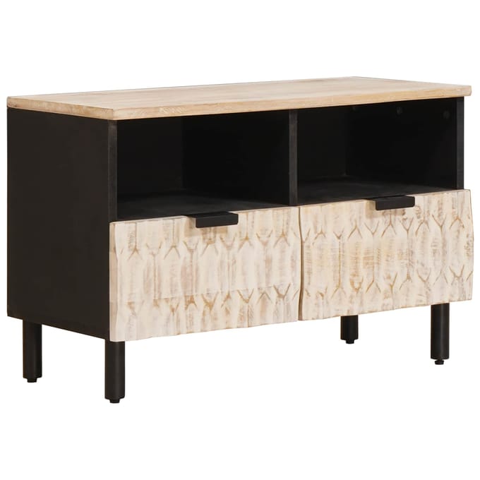 vidaXL - TV - Kast - Witte - Was - Afwerking - 70 - x - 33 - x - 46 - cm - Massief - Mango - Hout