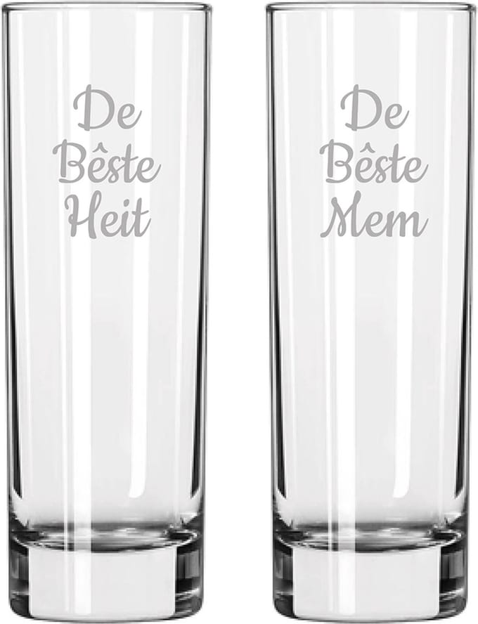 Gegraveerde longdrinkglas 22cl De Bêste Mem-De Bêste Heit