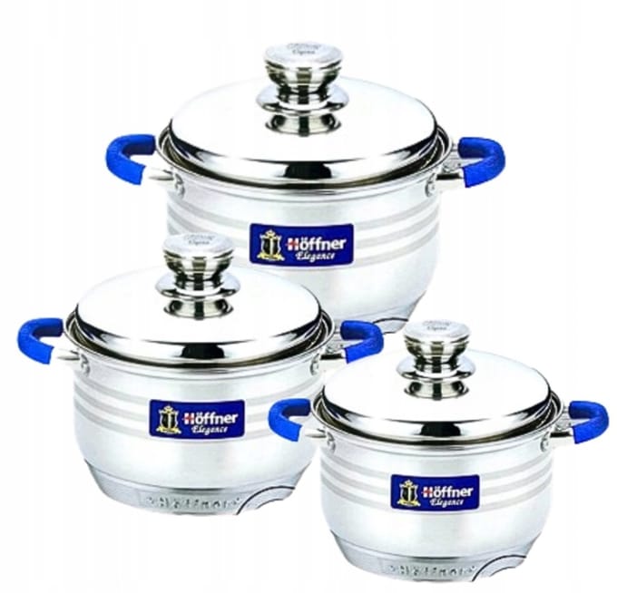 Hoffner 6-delige RVS pannenset met deksel