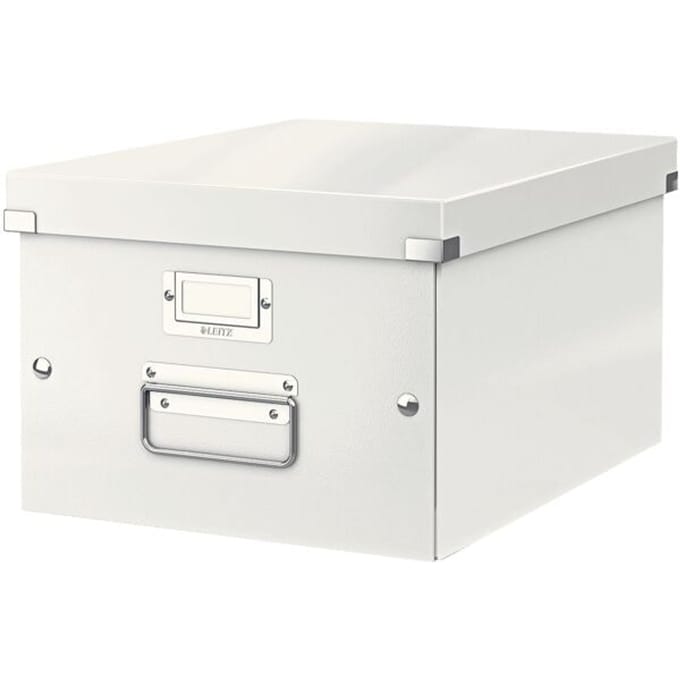 Leitz WOW Click & Store Middelgrote Opbergdoos - 85% Gerecycled Karton - 28.1 x 37 Cm (BxD) - Voor A4 Formaten - Ideaal voor Kantoor En Thuiswerken - Wit