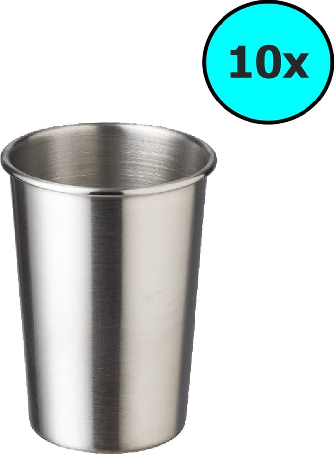 Lupine® - RVS Drinkbekers - Set van 10 - Stapelbaar - 300 ml