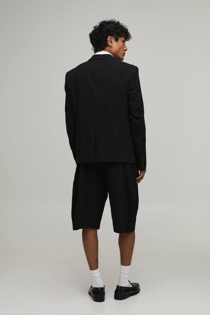 Linnen-look Blazer Met Relaxed Fit | Black | Size 38