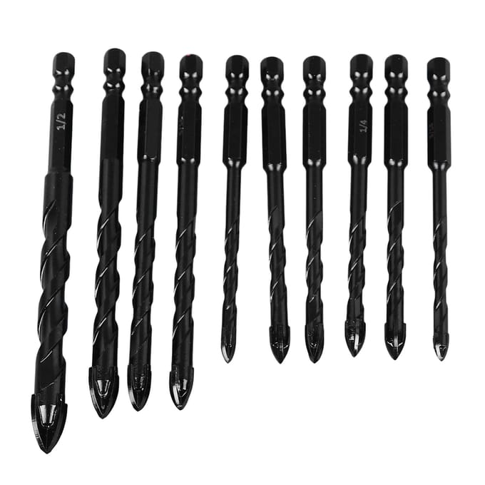 10 Pcs Forets à Béton 14 Pouces Queue Hexagonale Perçage Humide Sec Forets Diamantés pour Carrelage Céramique Bois