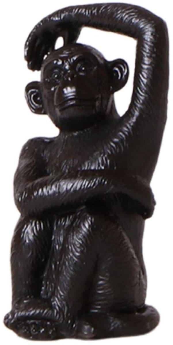Kolibri Home | Ornament - Decoratie Beeld Sitting Monkey - beeld aap zwart
