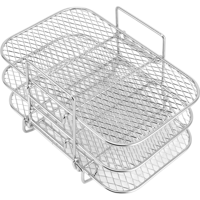 Frituurrek 3-laags ontwerp Grillrek Roestvrij staal Dehydratorrek Accessoires Gelijkmatige verwarming L white