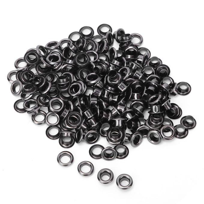 100 Set Messing Oogje Kleding Tas Accessoire Dubbelzijdig 4mm Oogje Grommet Kit Silver Black black