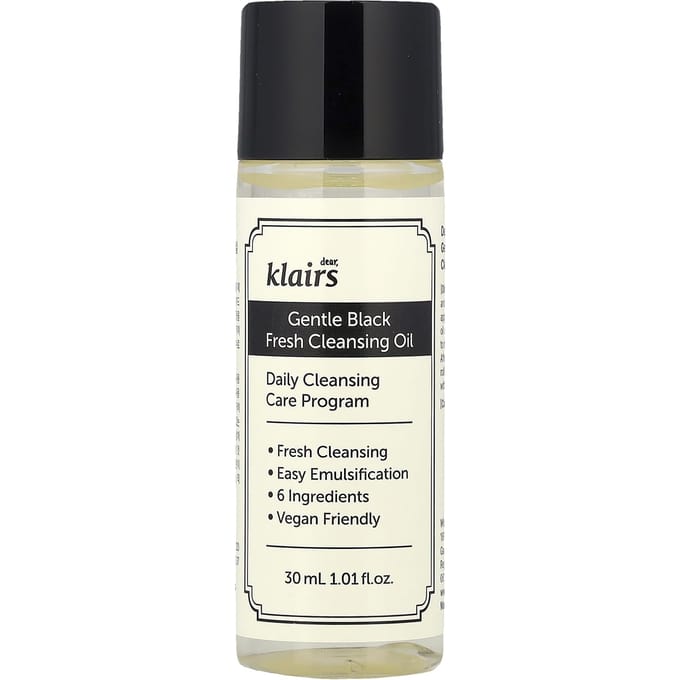 Klairs, Gentle Black Fresh Reinigingsolie, 30 ml (1.01 fl oz) white