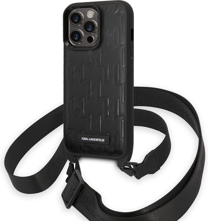 Karl Lagerfeld KLHCP14LSTMMK iPhone 14 Pro 6.1" hardcase black/black Monogram Plaque Logo Strap