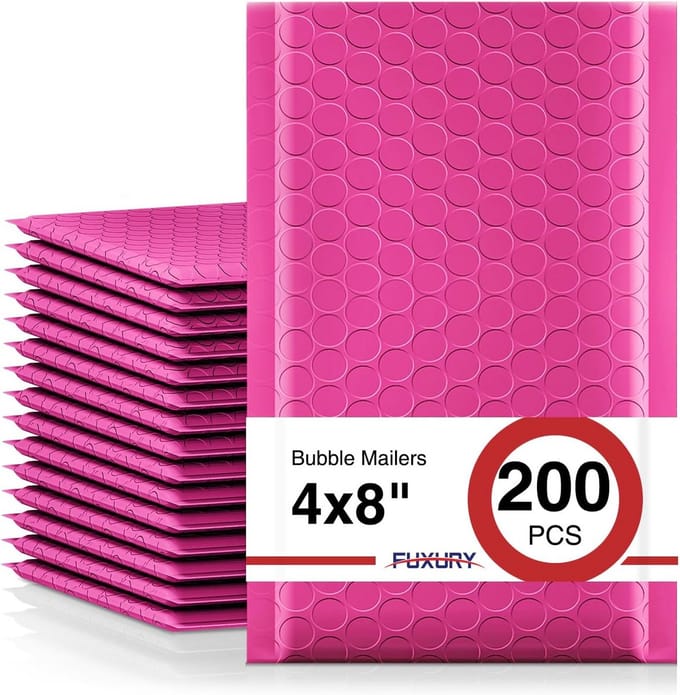 200 Roze Bubbelenveloppen 10x20 cm - Waterdichte & Gewatteerde Verzendzakken