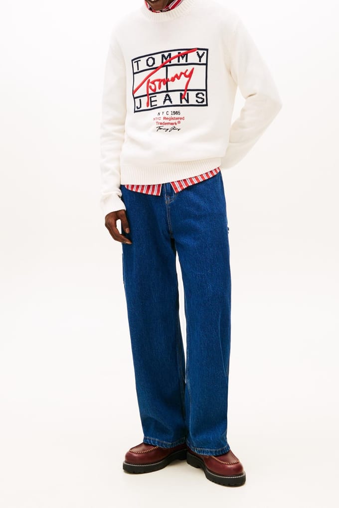 Tommy Hilfiger Regular Signature Sweater Ancient White Taglia: S | Maglioni a maglia Outlet | Uomo | Bianco