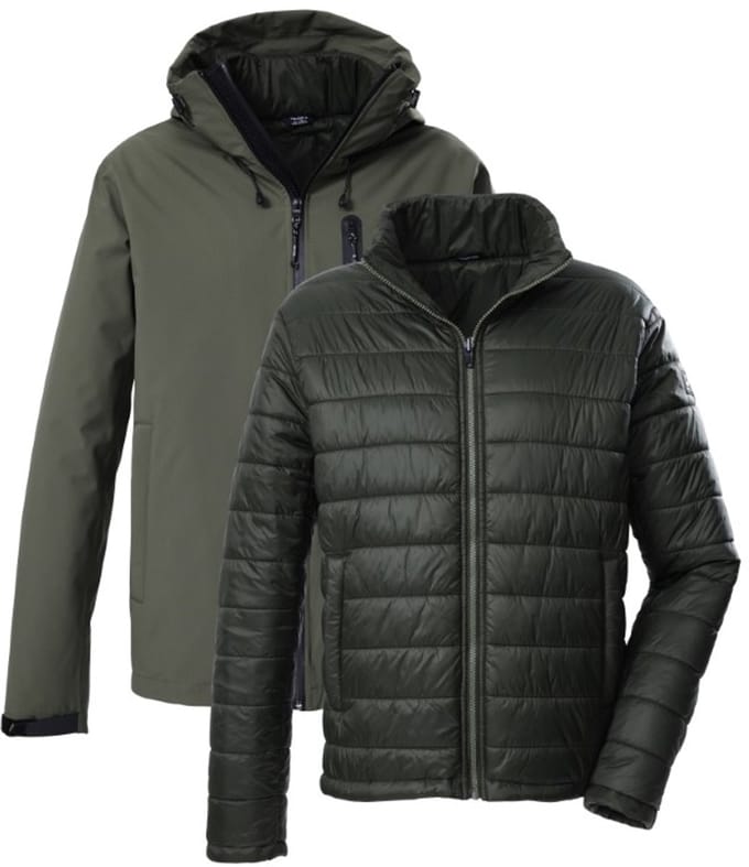 Killtec heren winterjas - functioneel - 3 in 1 - 43492 - olijf groen - maat 4XL