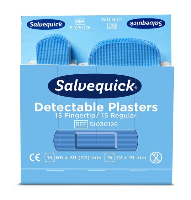 Pleisters Salvequick blauw detectabel mix 6x 30 stuks