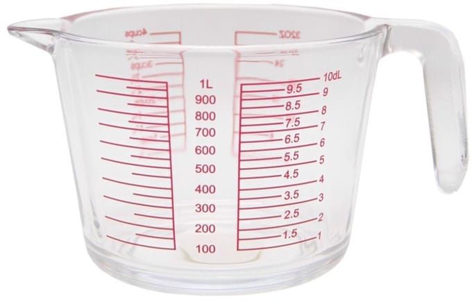 Gerimport Keuken maatbeker/mengbeker - glas - transparant - 1000 ml - schenktuit