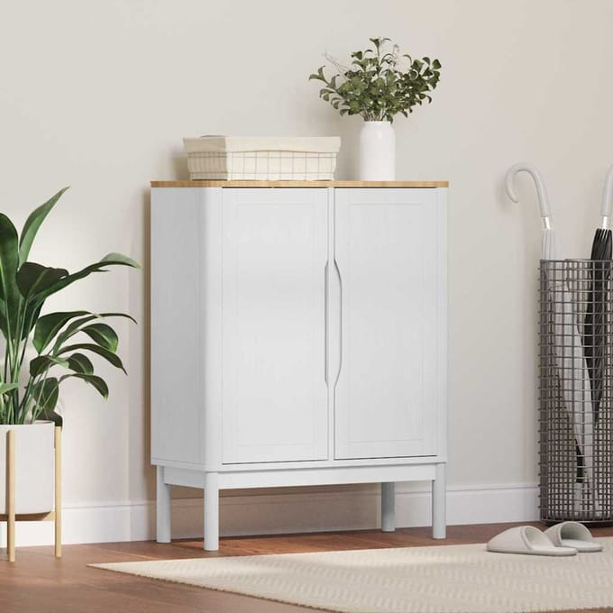 vidaXL - Dressoir - FLORO - Wit - 70 - x - 30 - x - 70,5 - cm - Massief - vurenhout