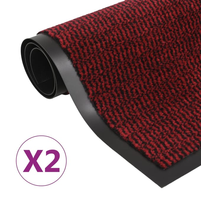 vidaXL - Droogloopmatten - 2 - st - rechthoekig - getuft - 80x120 - cm - rood