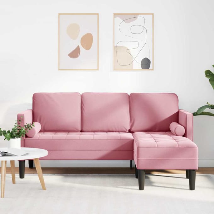 vidaXL - Bankstel - met - kussen - Roze - Polyester