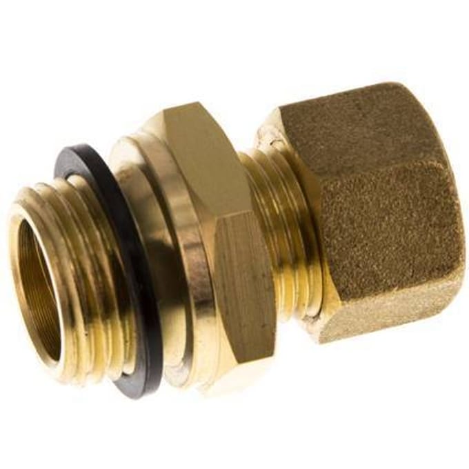 G 1/2'' Buitendraad x 12mm Messing Rechte Knelfitting met PA Afdichting 75 Bar DIN EN 1254-2