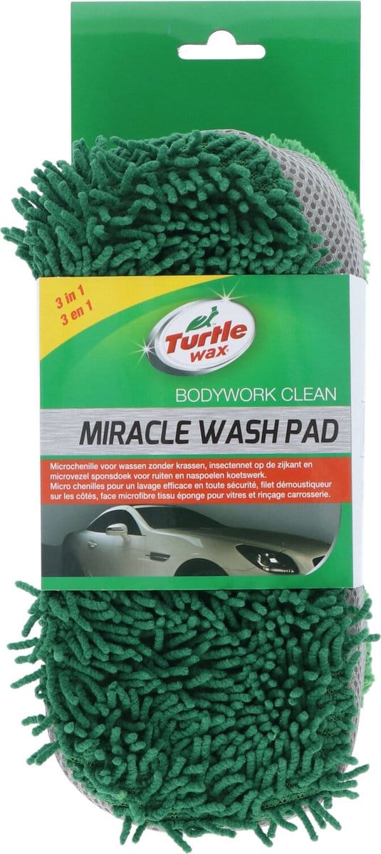 Turtle Wax Miracle Wash Pad Microvezel - Autospons met een Scrub en Microvezel kant - Schoonmaakspons - Spons Auto