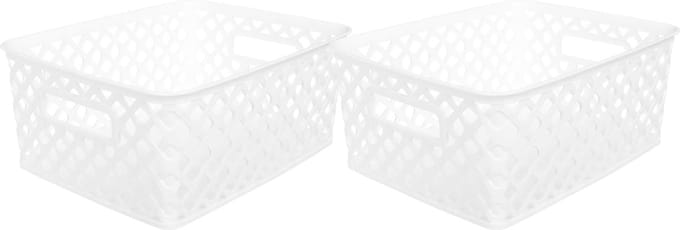 5Five Opbergmand/box van kunststof - 2x - wit - 19 x 25 x 10 cm - 4 liter