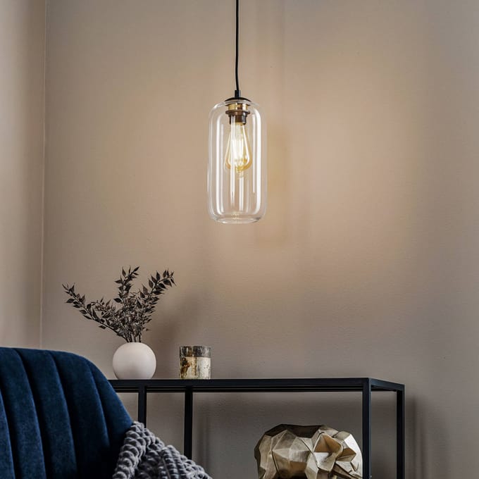 Argon Hanglamp Kaja met glazen kap lang, helder