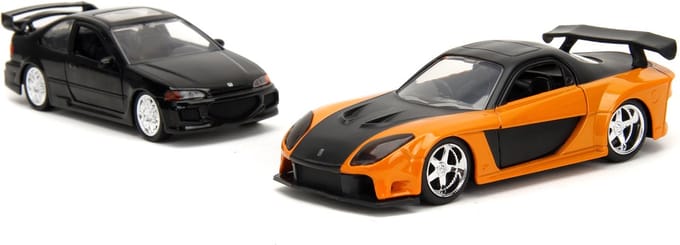 Fast and furious modelauto's 1:32 duo pack Honda Civic + Mazda RX7