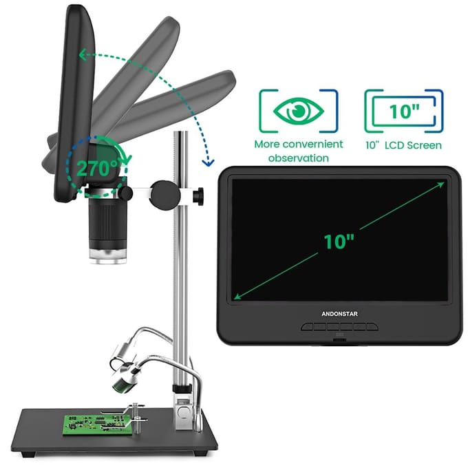 Professionele digitale microscoop 12 miljoen pixels IPS-aanraakscherm 50-1600X vergroting veelkleurig