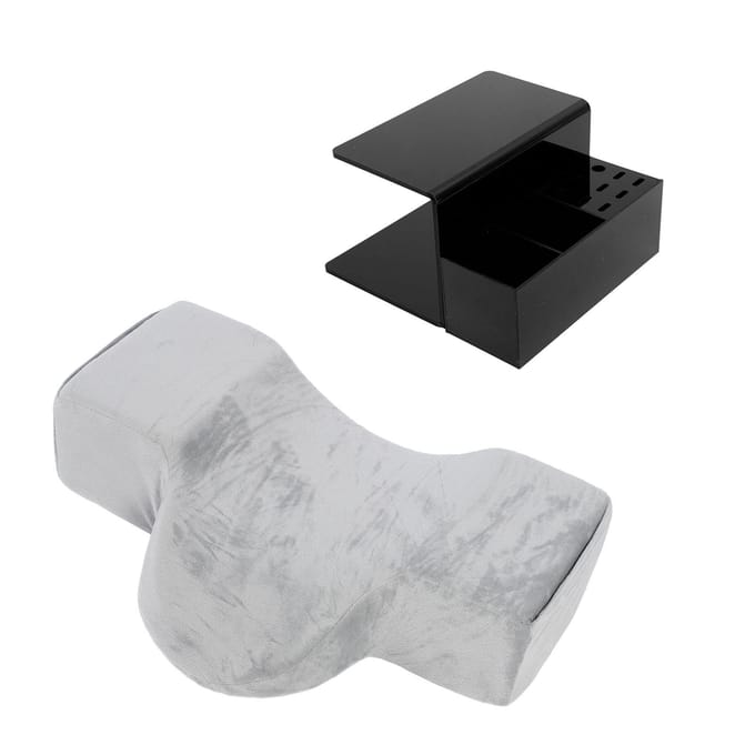 Grijze Wimperverlengingskussen met Zwarte Organizerstandaard U-vormige Wimperkussenset Wimper black