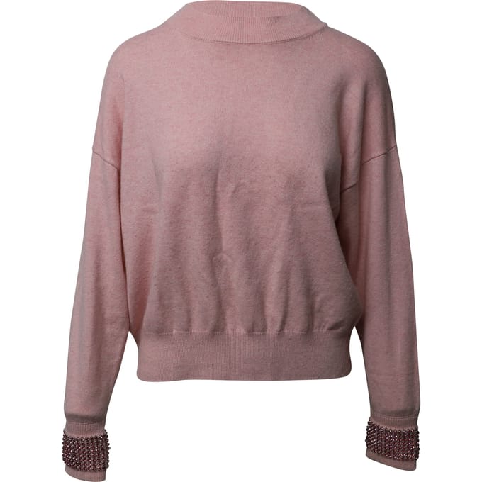 Alexander Wang trui met kristallen manchetten in roze wol