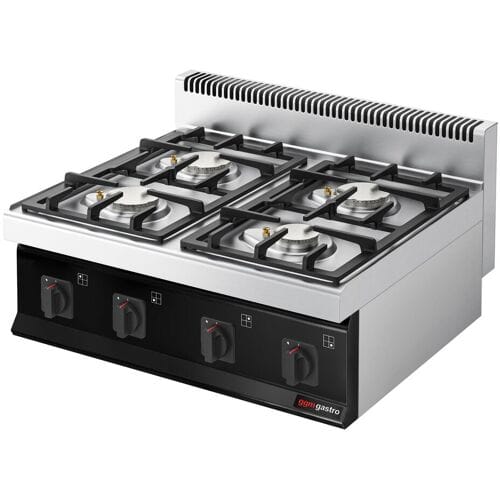 GGM Gastro Gasfornuis tafelmodel - MARIO 700 - 800x700mm - 23,0 kW - 4-pits zwart