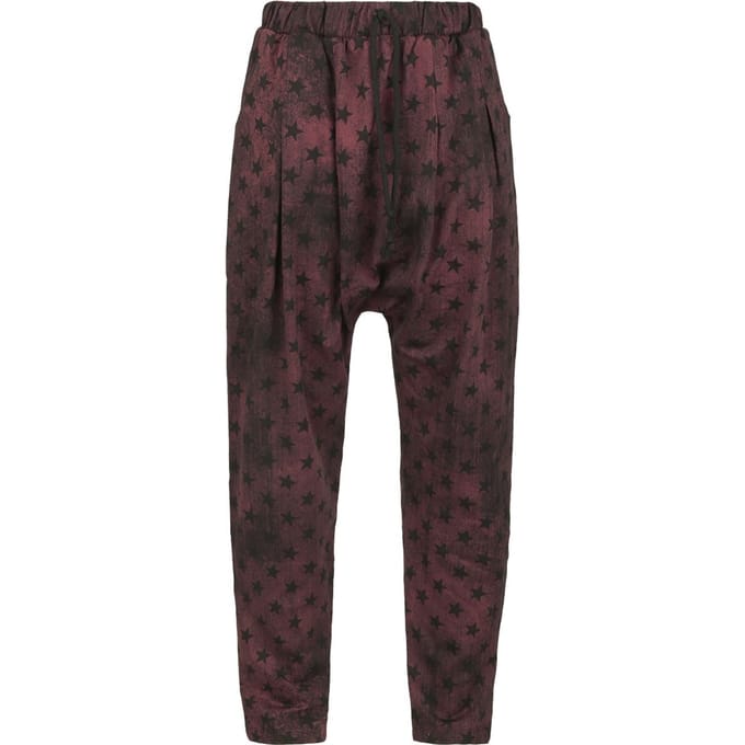 R.E.D. Rock-Engineered Design Bordeauxrode basic vrijetijdsbroek met sterrenprint - Dames - S