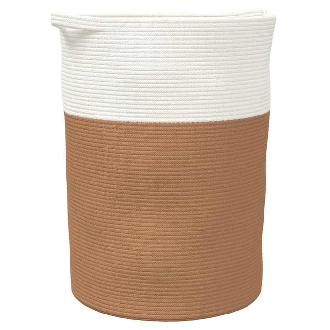 vidaXL - Opbergmand - Ø - 49x65 - cm - katoen - bruin - en - wit