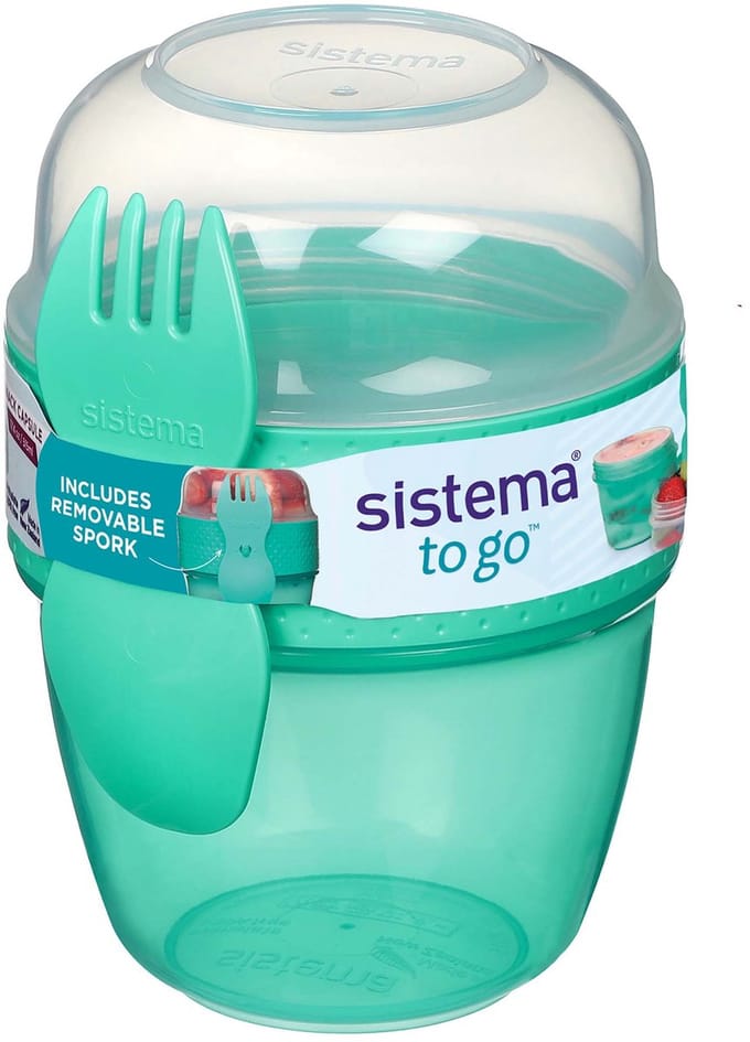 Sistema To Go snackdoos Snack Capsule met lepel/vork Minty Teal 515ml