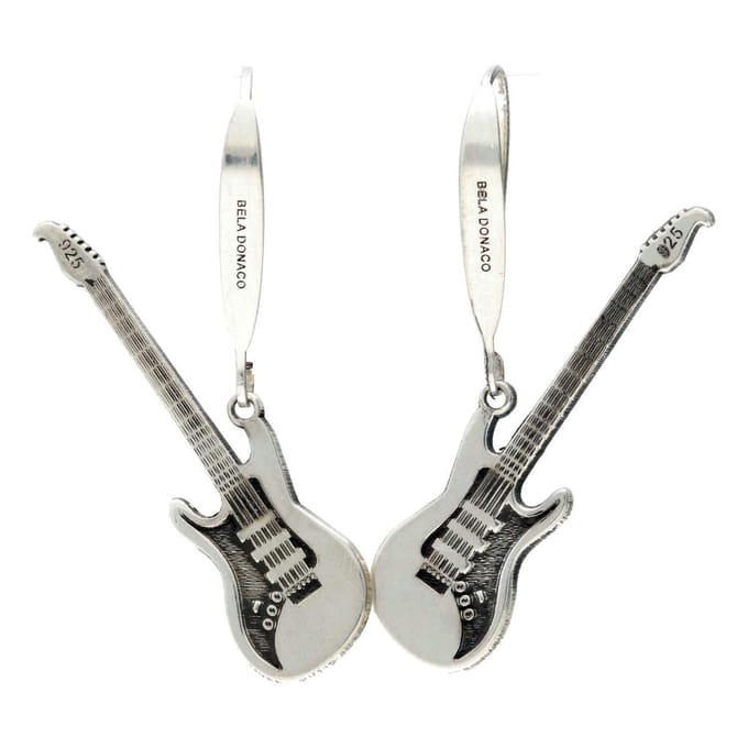 Bela Donaco - Oorbellen Statement – Gitaar – Sterling Zilver