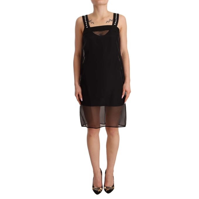 Dolce & Gabbana Dames Zwarte Zijden Stretch Kristallen Sheath Mini-jurk